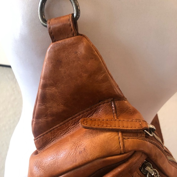 Anthropologie Vilenca Holland Cognac Leather Belt Bag Woven Crossbody Boho - Picture 4 of 12